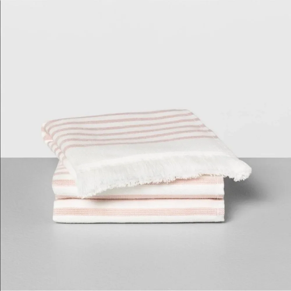 Hearth & Hand Striped Pink and White Washcloths